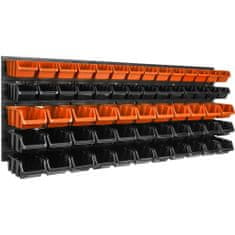 botle Nástěnný panel na nářadí 115 x 39 cm s 61 ks. Krabic závěsný Oranžové a Černé Boxy plastová
