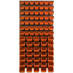 botle Nástěnný panel na nářadí 58 x 117 cm s 81 ks. Krabic závěsný Oranžové a Černé Boxy plastová