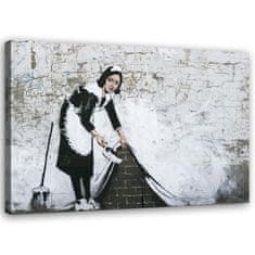 shumee Obraz na plátně, Maid Banksy - Mural Street Art - 90x60