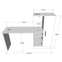 Hanah Home Počítačový stůl CT2-AB, Atlantic Borovice, Černá