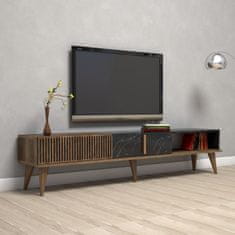 Hanah Home TV stolek Milan - Walnut, Black, Ořech, Černá