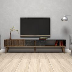 Hanah Home TV stolek Milan - Walnut, Black, Ořech, Černá