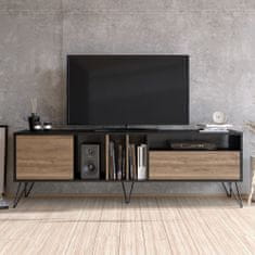 Hanah Home TV stolek Mistico (180) - Walnut, Black, Ořech, Černá