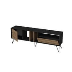 Hanah Home TV stolek Mistico (180) - Walnut, Black, Ořech, Černá