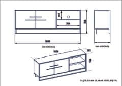 Hanah Home TV stolek Polka - White, Zlatá, Bílá