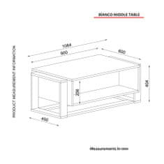 Hanah Home Konferenční stolek Bianco, Černá, Zlatá