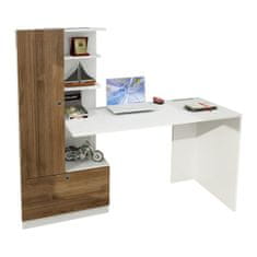 Hanah Home Počítačový stůl Domingos - White, Walnut, Bílá, Ořech