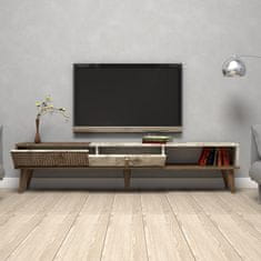 Hanah Home TV stolek Milan - Walnut, White Marble, Ořech, Bílá