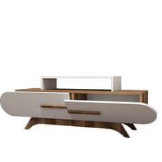 Hanah Home TV stolek Rose - Walnut, White, Ořech, Bílá