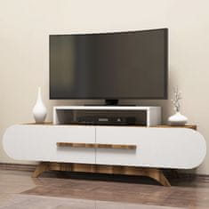 Hanah Home TV stolek Rose - Walnut, White, Ořech, Bílá