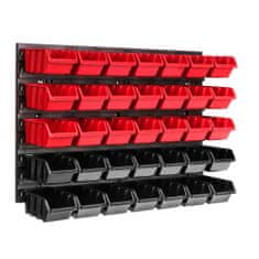 botle Nástěnný panel na nářadí 57,6 x 39 cm s 35 ks. Krabice závěsný Červené a Černé Stohovatelné Boxy