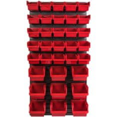 botle Nástěnný panel na nářadí 57,6 x 117 cm s 34 ks. Krabice závěsný Červené a Černé Stohovatelné Boxy