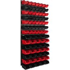 botle Nástěnný panel na nářadí 57,6 x 117 cm s 84 ks. Krabice závěsný Červené a Černé Stohovatelné Boxy