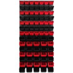 botle Nástěnný panel na nářadí 57,6 x 117 cm s 84 ks. Krabice závěsný Červené a Černé Stohovatelné Boxy