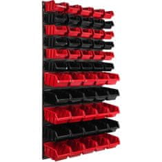 botle Nástěnný panel na nářadí 57,6 x 117 cm s 55 ks. Krabice závěsný Červené a Černé Stohovatelné Boxy