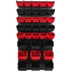 botle Nástěnný panel na nářadí 57,6 x 117 cm s 34 ks. Krabice závěsný Červené a Černé Stohovatelné Boxy
