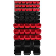botle Nástěnný panel na nářadí 57,6 x 117 cm s 57 ks. Krabice závěsný Červené a Černé Stohovatelné Boxy