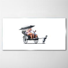 COLORAY.CZ Obraz na skle Rickshaw Banksy White 100x50 cm