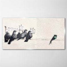 COLORAY.CZ Obraz na skle Protestující Birds Banksy 120x60 cm