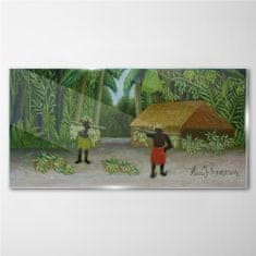 COLORAY.CZ Obraz na skle Jungle Chata Palm Bananas 120x60 cm