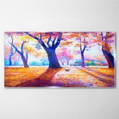 COLORAY.CZ Obraz na skle Park strom listy podzim 120x60 cm