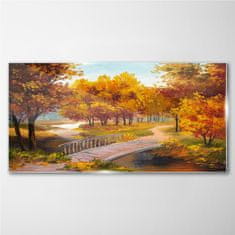 COLORAY.CZ Obraz na skle Park Stromy podzimní listí 120x60 cm