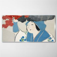 COLORAY.CZ Obraz na skle Ženy Kimono listy 120x60 cm