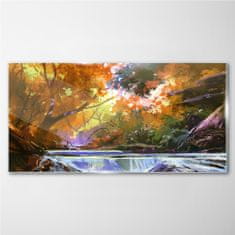 COLORAY.CZ Obraz na skle Abstrakce lesní řeka volně žijících živočichů 120x60 cm