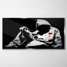 COLORAY.CZ Obraz na skle Nůž banksy černá a bílá 100x50 cm