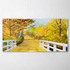 COLORAY.CZ Obraz na skle Bridge Forest podzim 120x60 cm