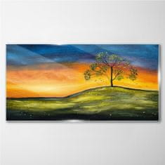 COLORAY.CZ Obraz na skle Louka Sky Sunset 120x60 cm