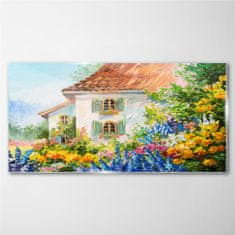 COLORAY.CZ Obraz na skle Venkovy květiny dům příroda 120x60 cm