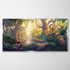 COLORAY.CZ Obraz na skle Fantasy Forest River květiny 100x50 cm