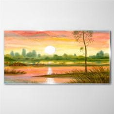 COLORAY.CZ Obraz na skle Akvarel Sunset Tree 100x50 cm