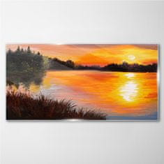 COLORAY.CZ Obraz na skle Lake Forest Sunset 120x60 cm