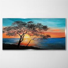 COLORAY.CZ Obraz na skle Sunset stromu moře moře 120x60 cm