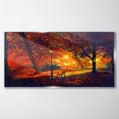 COLORAY.CZ Obraz na skle Park Stromy podzimní listí 100x50 cm