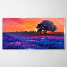 COLORAY.CZ Obraz na skle Sunset strom květiny 120x60 cm