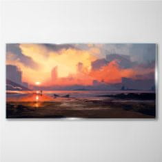 COLORAY.CZ Obraz na skle Abstrakce mlhy Sunset 100x50 cm