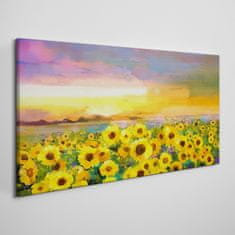 COLORAY.CZ Obraz na plátně Západ slunce žluté květy 120x60 cm