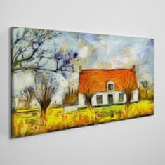 COLORAY.CZ Obraz na plátně Abstrakce vesnice dům strom 100x50 cm