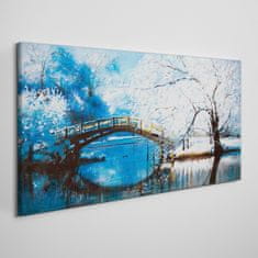 COLORAY.CZ Obraz na plátně Zimní říční strom most 120x60 cm