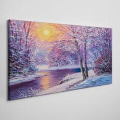 COLORAY.CZ Obraz na plátně Zimní Les Les River Sunset 100x50 cm