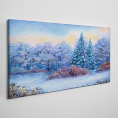 COLORAY.CZ Obraz na plátně Akvarel Snow Strom les 100x50 cm