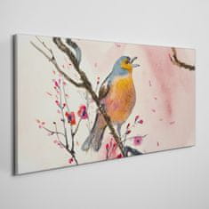 COLORAY.CZ Obraz na plátně větev květiny zvířecí pták 100x50 cm