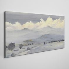 COLORAY.CZ Obraz na plátně Zimní malování hory mraky 120x60 cm