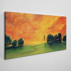 COLORAY.CZ Obraz na plátně Západ slunce stromy nebe 100x50 cm
