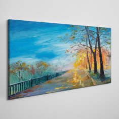 COLORAY.CZ Obraz na plátně Malování stromů parku lampy 120x60 cm