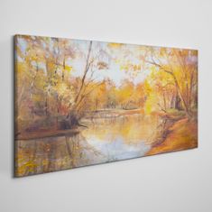 COLORAY.CZ Obraz na plátně Lesní řeka příroda podzim 100x50 cm