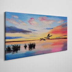 COLORAY.CZ Obraz na plátně Lake Birds Sunset 120x60 cm